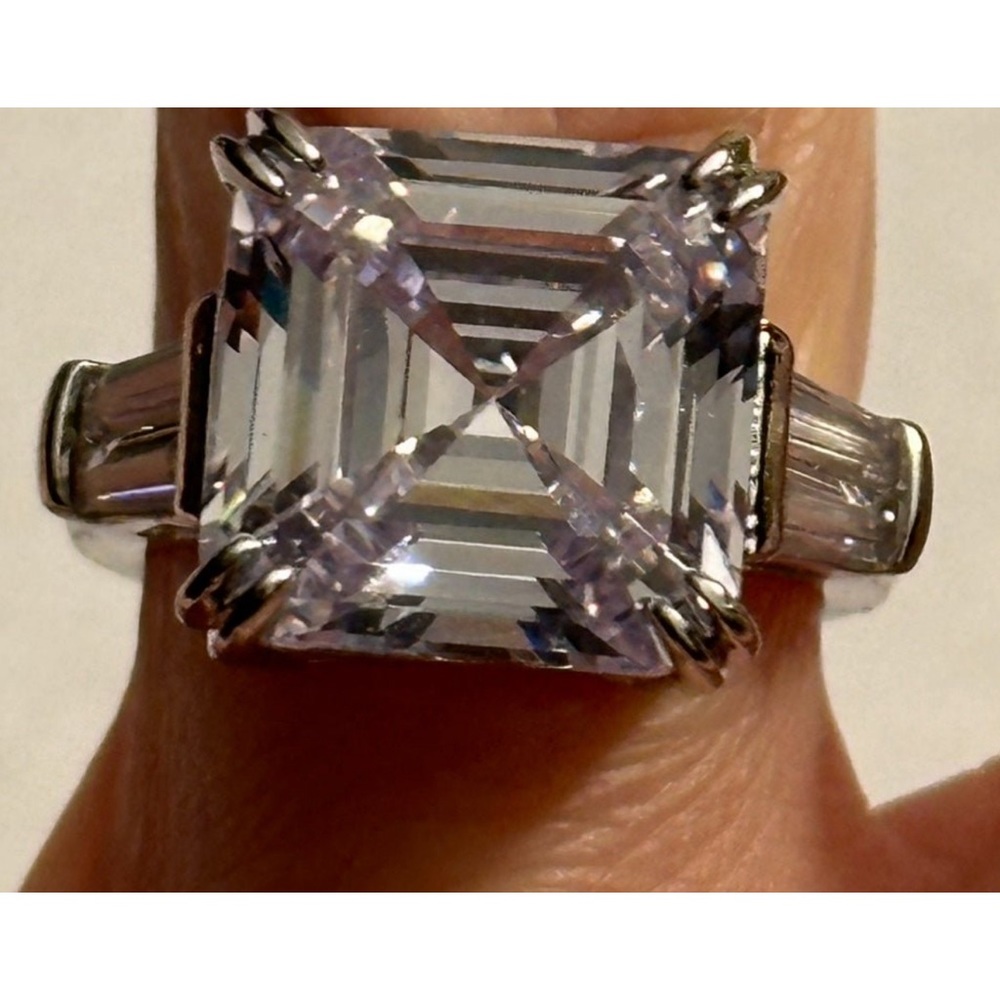 6 Carat Huge Asscher Cut Moissanite Ring Tests Positive!